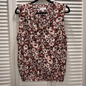 Evereve, Sleeveless, V Neck Multicolored Floral Boho,  Size XL